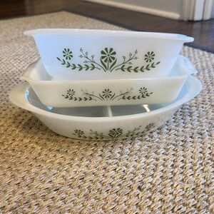 Vintage Floral Glass Baking Dishes Set of 3 Crazy Daisy